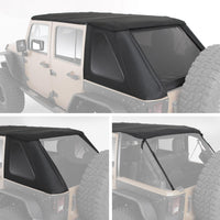 Bowless Soft Top Combo 07-18 Wrangler JK 4 DR OEM Replacement W/Tinted Windows Black Diamond Smittybilt